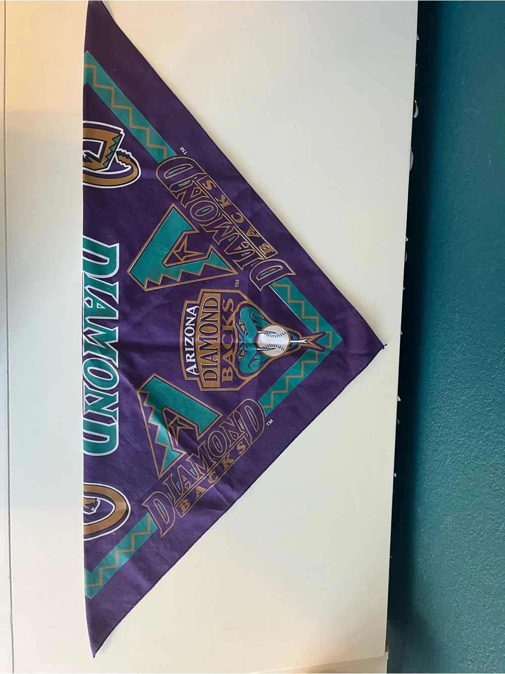 Vintage Arizona Diamonbacks 2001 World Series Bandana Purple White 21x21
